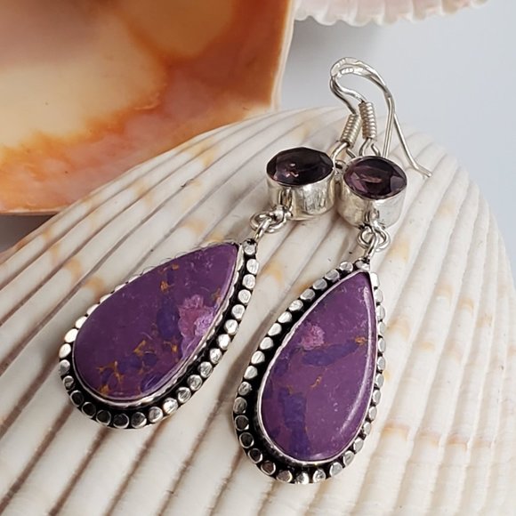 Handmade Jewelry - Rhodochrosite Natural stone Silver Earrings